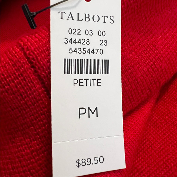 NEW Talbots Boatneck Sweater w/Rolled Neckline Size MP in Red Pure Merino Wool - Picture 5 of 6